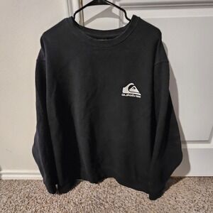 Quiksilver Black Crewneck Sweatshirt Men's XXL Logo Casual Long Sleeve